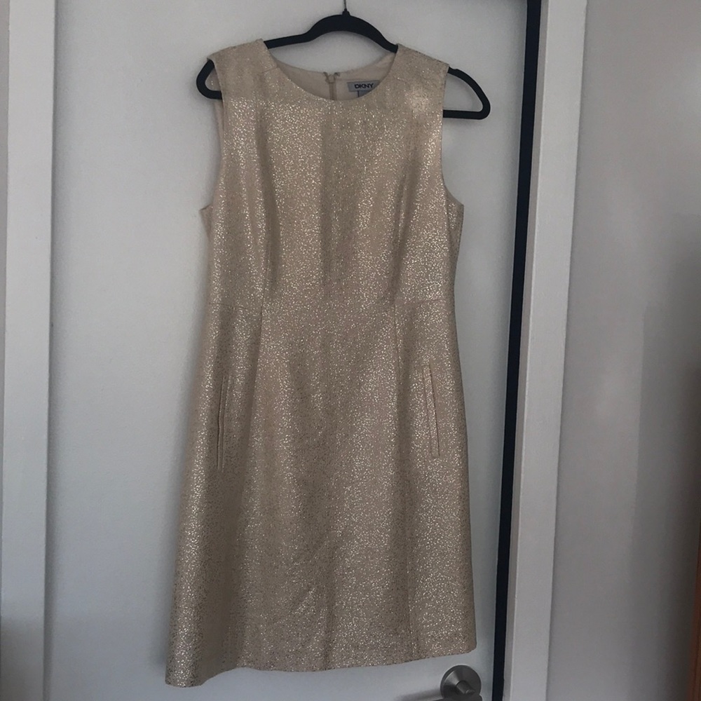 DKNY Metallic Crepe Dress, Size 10